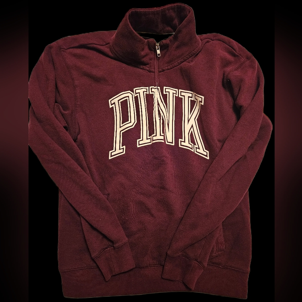 PINK Victoria's Secret Burgundy Zip-Up Sweater